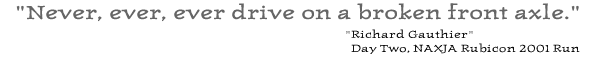 Never drive on a broken front axle
